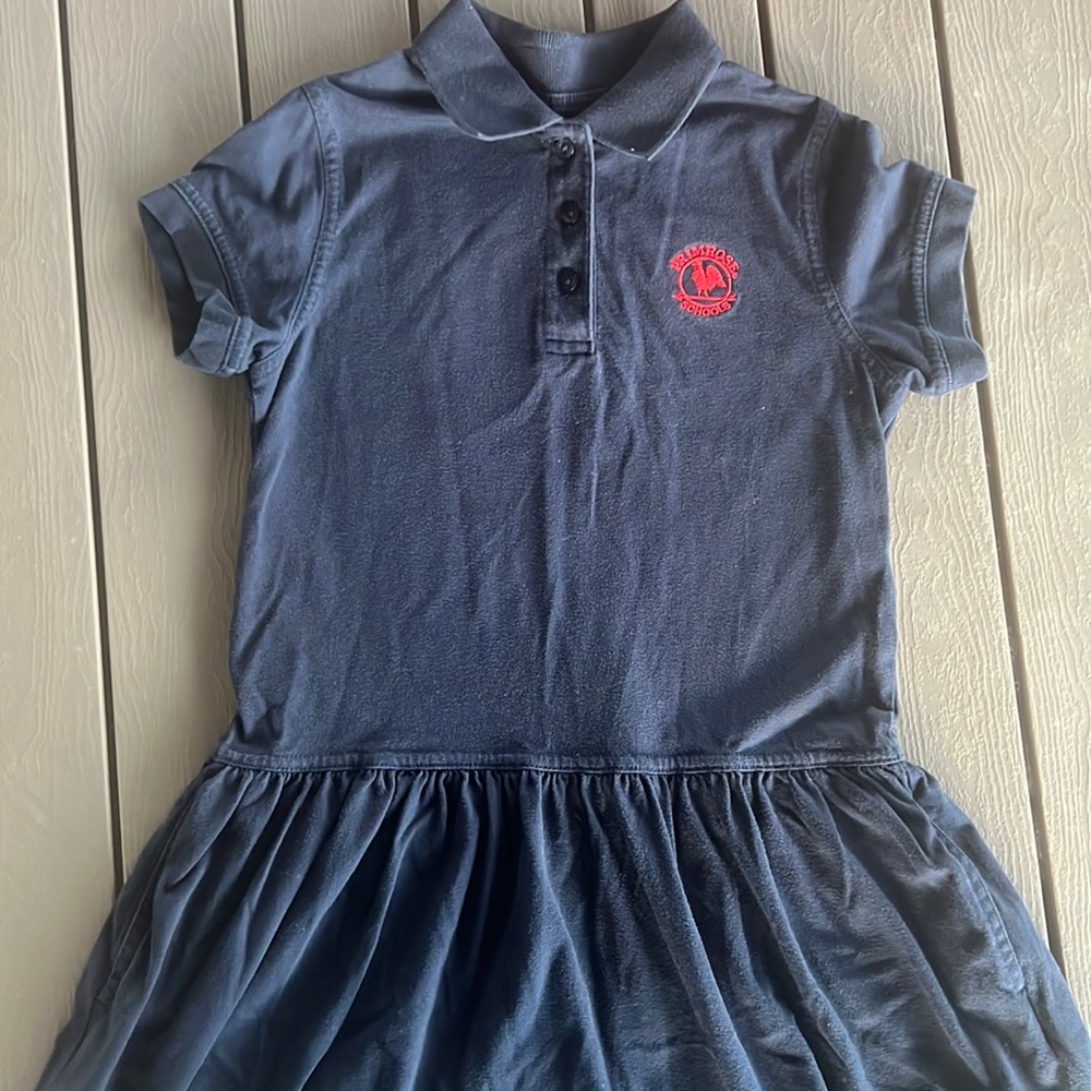 Primrose Schools navy shirt sleeve jersey polo dress
